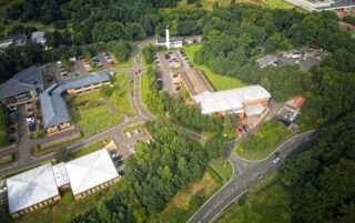 Aerial view across the Symbiosis Pharmaceutical Services site.